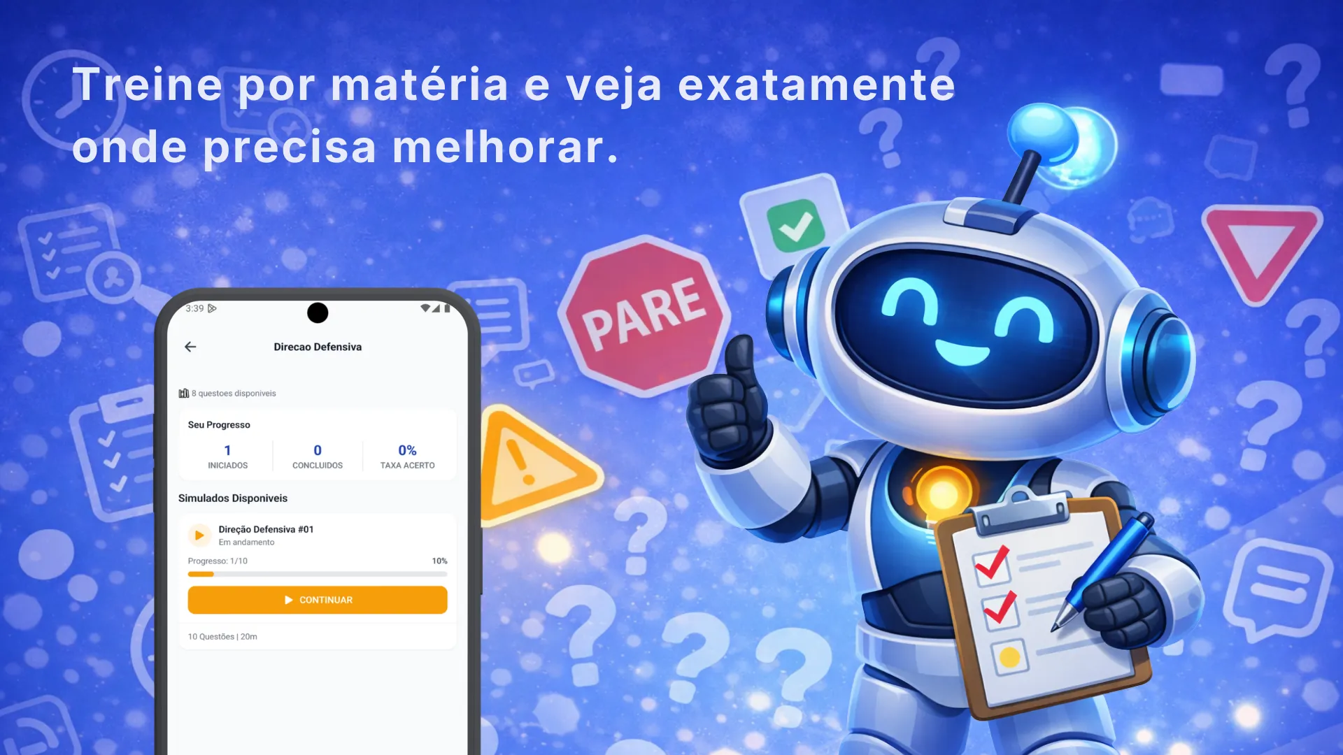 Treine por matéria e veja onde precisa melhorar